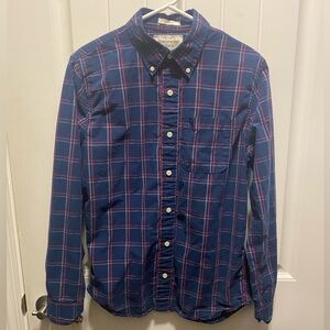 Abercrombie & Fitch Navy and Red Plaid Shirt Small